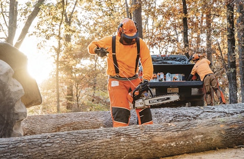 Man starting STIHL Chainsaw