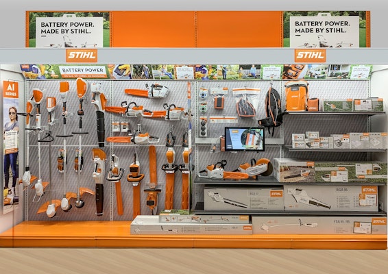 Various STIHL products displayed in store