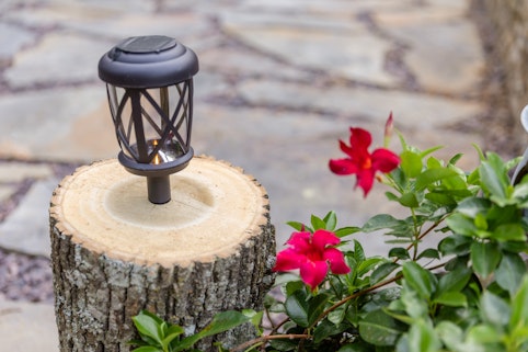 Wood log solar lights