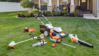 AK Battery System STIHL products in front yards