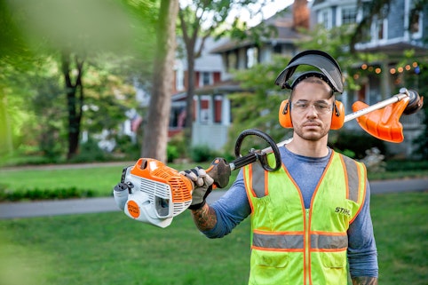 Landscaper posing with the FS 70 R