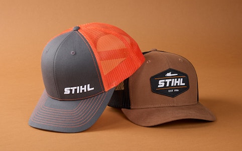 Two STIHL hats stacked