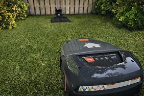 STIHL robotic mower returning to charging