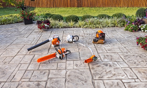 Group of STIHL gas powered tools