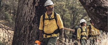 Wildland Firefighter holding STIHL MS 362 C-M Chainsaw