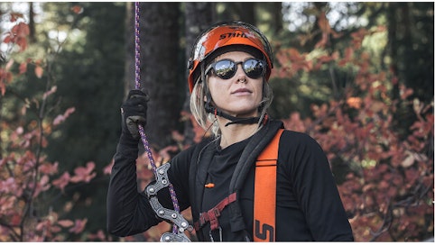 Arborist Katelyn Johnson wears STIHL personal protective equipment