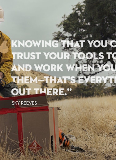 Smokejumper Sky Reeves retrieves STIHL MS 362 Chainsaw from box Smokejumper Sky Reeves lifts STIHL MS 362 chainsaw out of box. Quote: Knowing that you can trust your tools to fire up and work when you need them—that's everything out there.