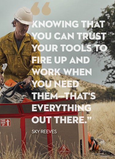 Smokejumper Sky Reeves lifts STIHL MS 362 chainsaw out of box Smokejumper Sky Reeves lifts STIHL MS 362 chainsaw out of box. Quote: Knowing that you can trust your tools to fire up and work when you need them—that's everything out there.