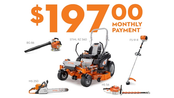 Example financing product bundle: $197 Monthly Payment When You Bundle With STIHL Zero-Turn Mower